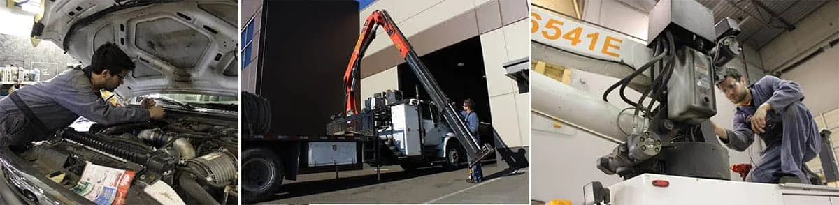Mechanic truck body servicing